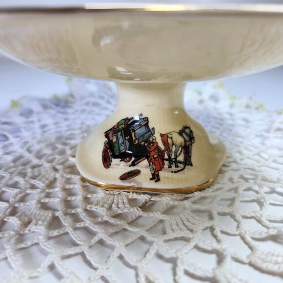 Royal Winton Candy Dish Old English Coaching Scenes Pedestal Base - Picture 5 of 10
